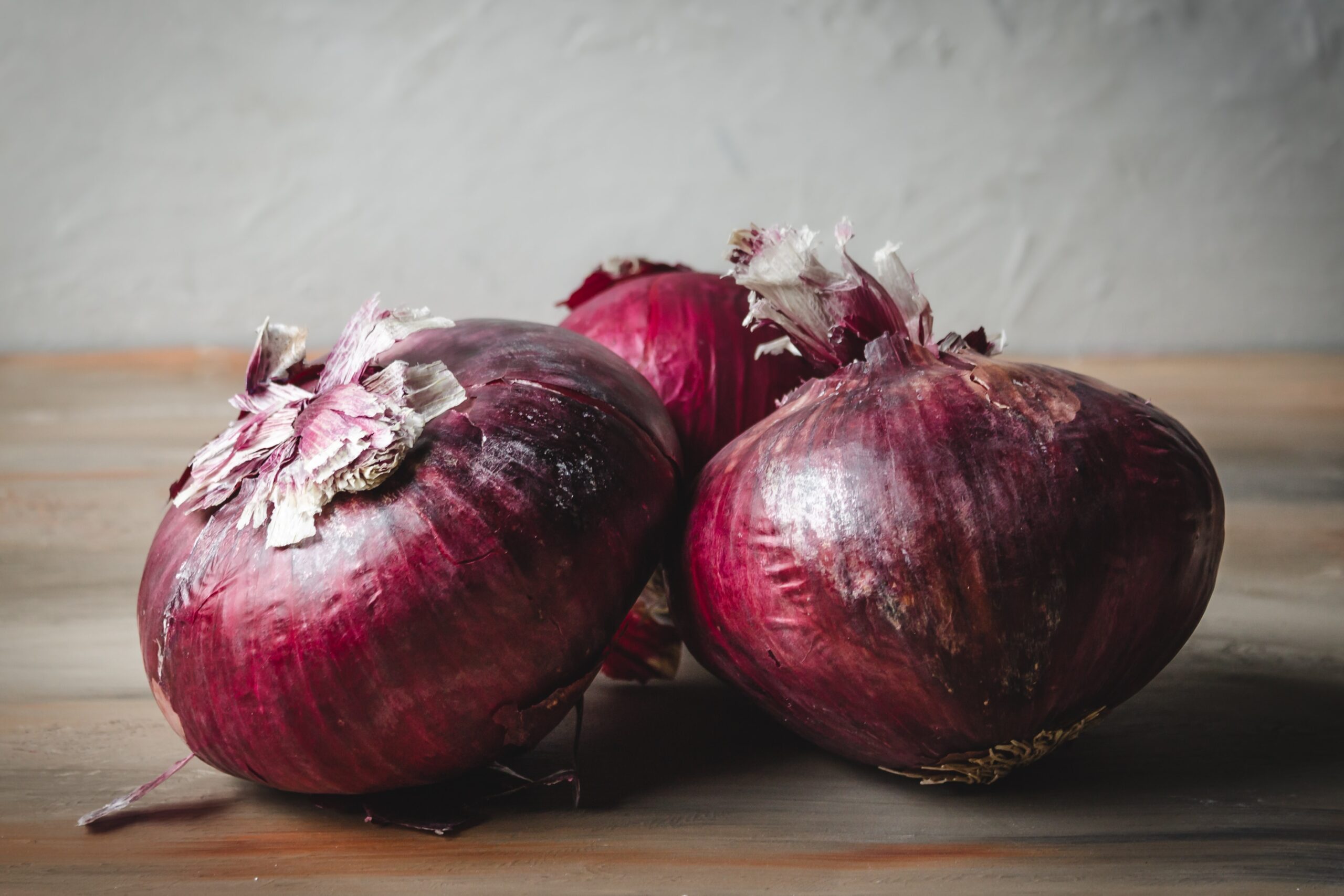 Red Onions on a table - a primary cause of a salmonella outbreak